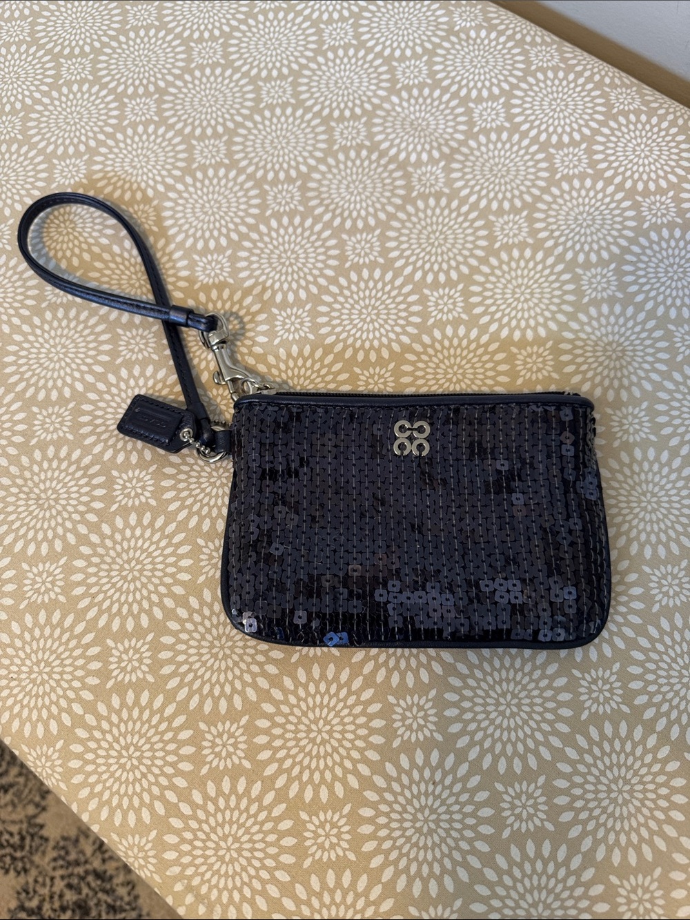 Coach Sequin Wristlet with Logo Charm
